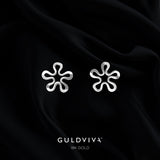BLOMMAN™ 18K vitguld örhängen på stift - Guldviva Jewellery