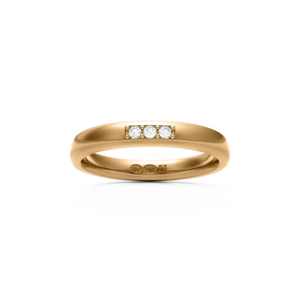 RING halvrund 3 mm i 18k med 3 diamanter - Guldviva Jewellery