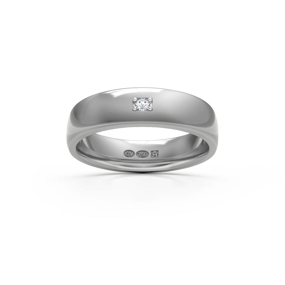 RING halvrund 5 mm i 18K vitguld med 1 diamant - Guldviva Jewellery