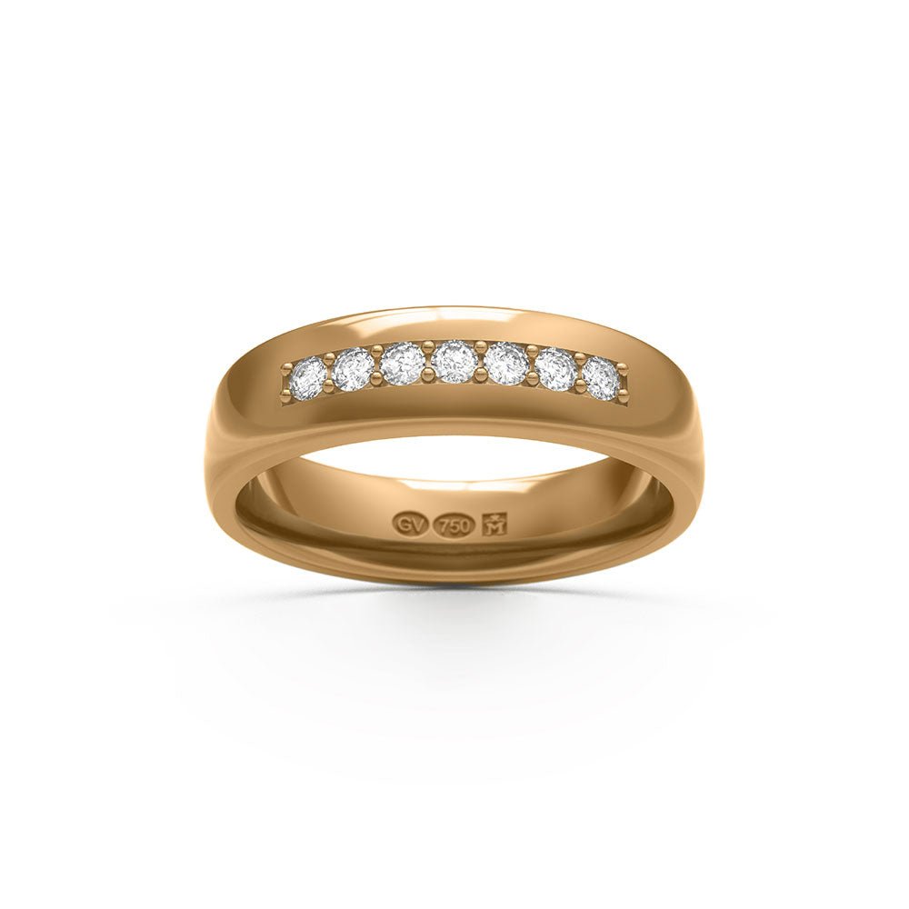 RING Halvrund 5 mm i 18k med 7 diamanter - Guldviva Jewellery