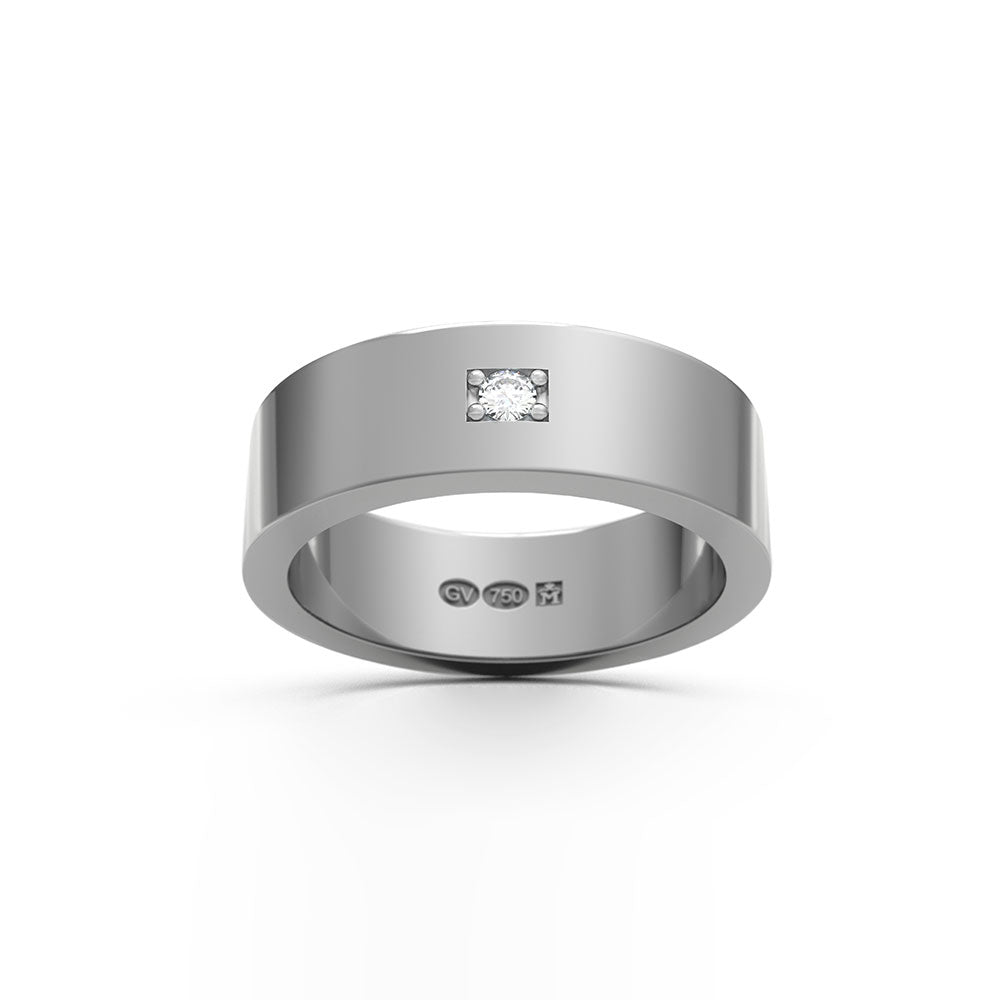 RING Rektangulär 6 mm i 18k vitguld med 1 diamant - Guldviva Jewellery