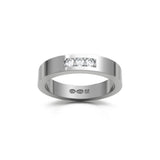 RING rektangulär 4 mm i 18K vitguld med 3 diamanter - Guldviva Jewellery