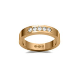 RING rektangulär 4 mm i 18K guld med 5 diamanter - Guldviva Jewellery