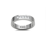 RING rektangulär 4 mm i 18K vitguld med 5 diamanter - Guldviva Jewellery