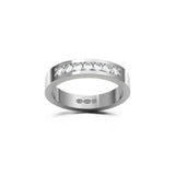 RING rektangulär 4 mm i 18K vitguld med 7 diamanter - Guldviva Jewellery