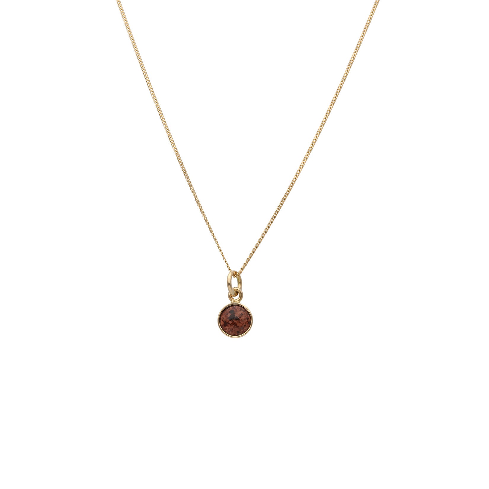 Basic Granit S 18K halsband med rund Åländsk granit infattad i 18K guld på tunn kedja.